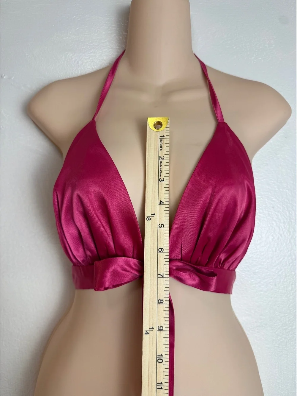 Women's Satin Fuchsia Two-Piece Set with Long Sleeve Jacket and Halter Top